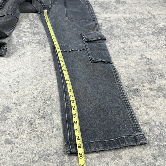 Oak + Fort Black Washed Cargo Jeans Baggy Loose Relaxed Sz 26 - Picture 11 of 12